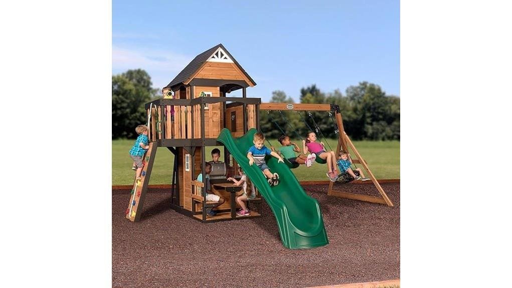 cedar wood backyard swing set