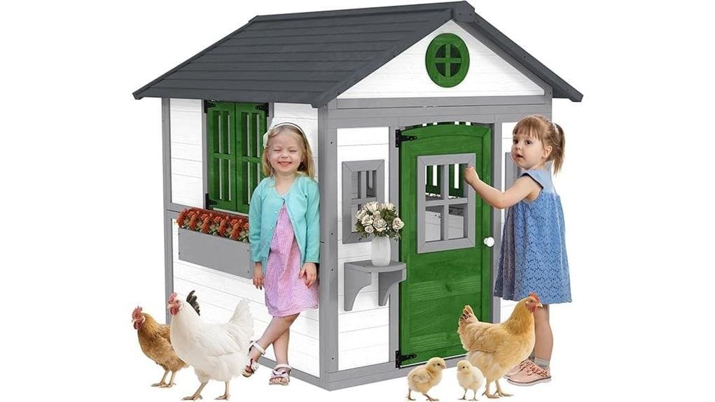 colorful backyard wooden playhouse