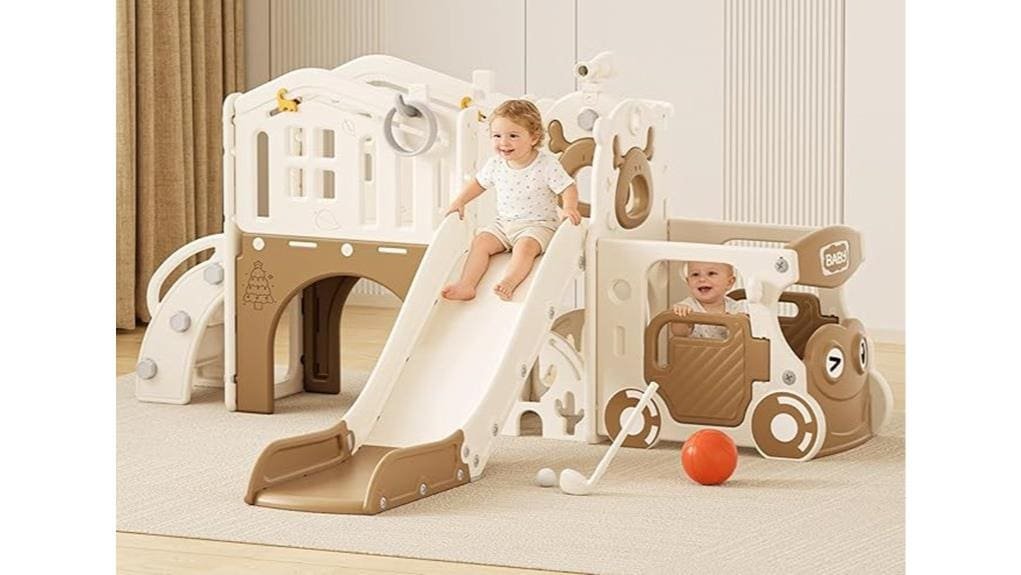 large brown 10 in 1 toddler slide
