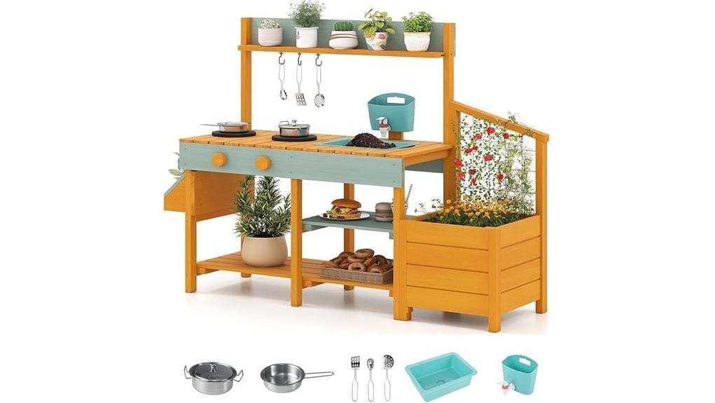 outdoor wooden mud kitchen