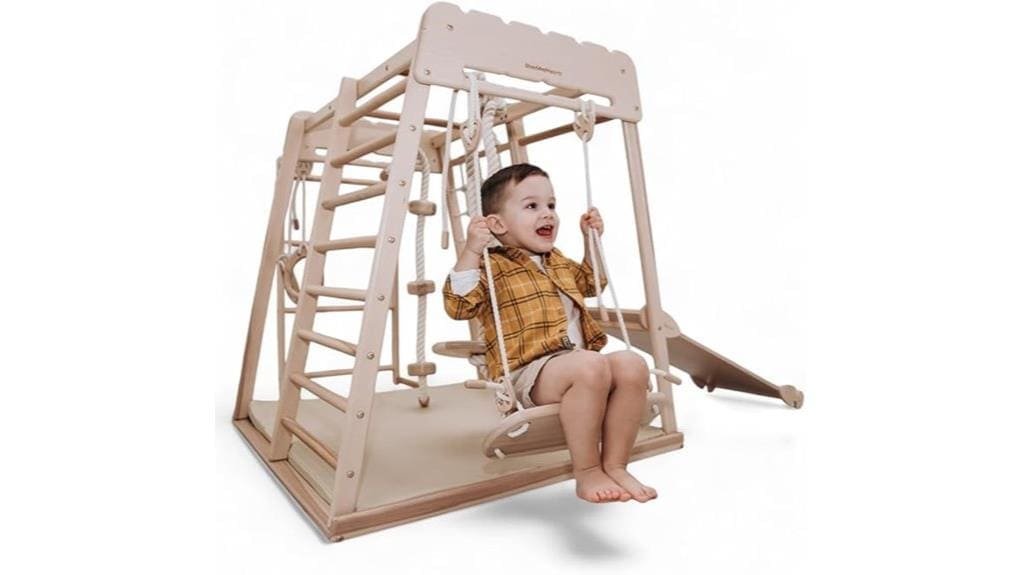 wood and hearts trapeze set