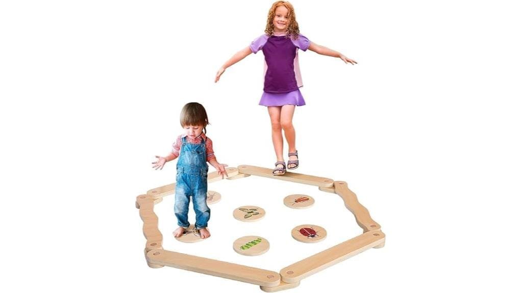wooden balance beam stepping stones