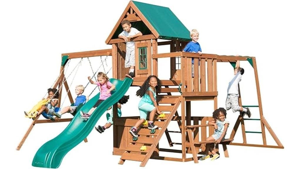 wooden kids backyard swingset