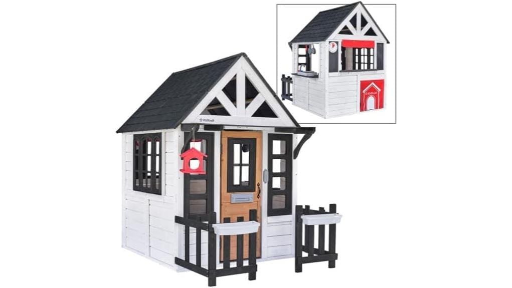 wooden playhouse with doorbell