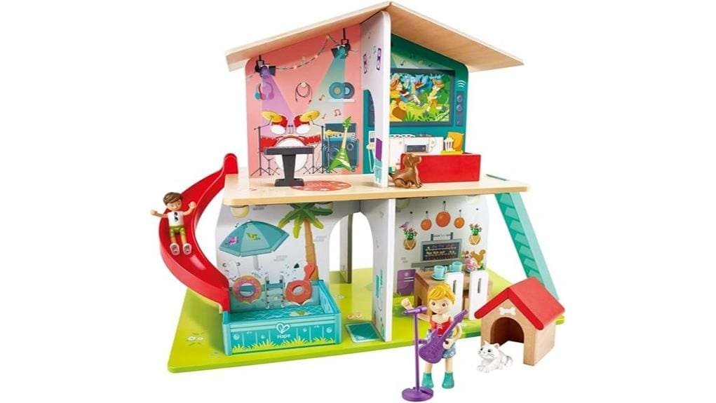 wooden rock slide playhouse